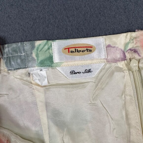 Vintage Talbots Womens 8 Pure Silk Ivory Pastel Floral Skirt Suit Set - Picture 9 of 12